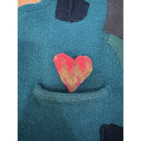 Vtg 90s Cathrine Coloney Green Sweater Vest Patchwork Asymmetrical Wearable Art - Picture 8 of 8